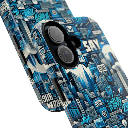 Protective Phone Case with 3D Urban Design in Blue for Stylish Protection – Trendy Accessory Compatible with iPhone 13, 14, 15 & 16 – All Models Including Pro, Pro Max & Plus