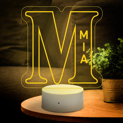A-Z 26 Letters Led Lamp Custom Name Night Light for Kids, Colour Changing Acrylic Night Light, Personalised Bedroom Decor, Gift for Him or Her