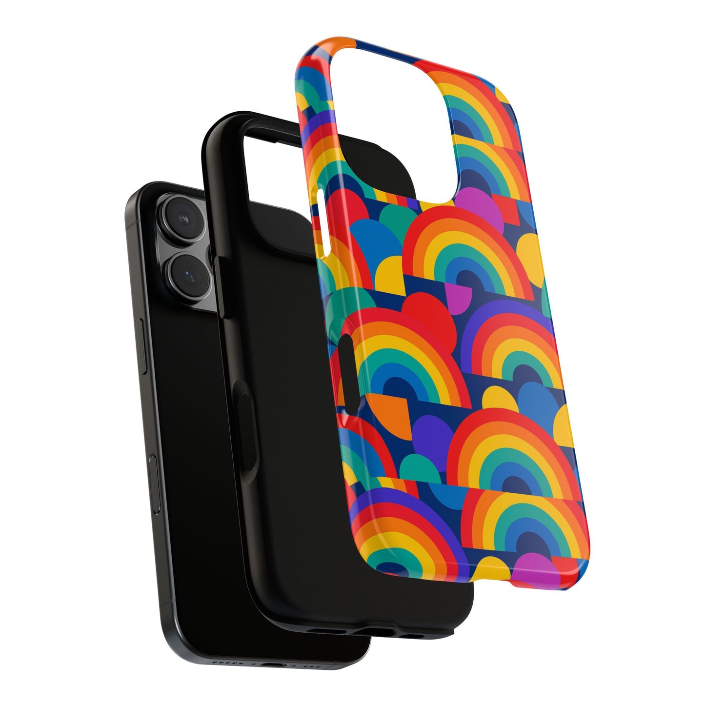 multicolour rainbow design protective phone case – stylish 3d wrap finish for unique expression – compatible with iphone 13, 14, 15 & 16 – all models including pro, pro max & plus