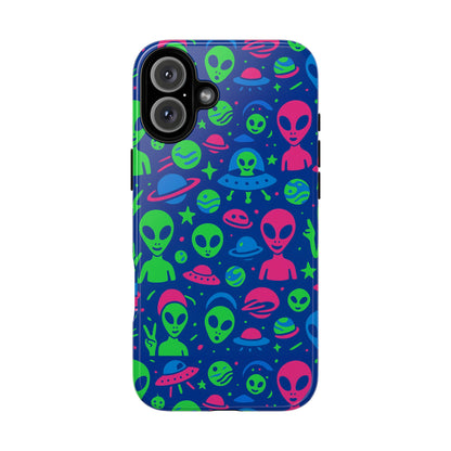 Vibrant Multicolour Alien 3D Wrap Phone Case in Retro Anime Style for Stylish Protection Compatible with iPhone 13, 14, 15 & 16 – all models including Pro, Pro Max & Plus