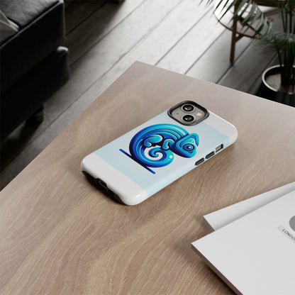 Vibrant 3D Chameleon Phone Case in Blue Retro Design for Stylish Protection – Compatible with iPhone 13, 14, 15 & 16 – all models including Pro, Pro Max & Plus