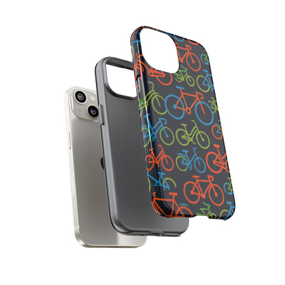 Multicolour Bicycle Print Protective Phone Case for Smartphones – Vibrant Style and Trendy Accessory Compatible with iPhone 13, 14, 15 & 16 – all models including Pro, Pro Max & Plus