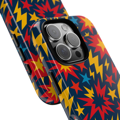 Vibrant 3D Superhero Phone Case with Colourful Lightning Design for Men and Women, Stylish Protection Compatible with iPhone 13, 14, 15 & 16 – all models including Pro, Pro Max & Plus