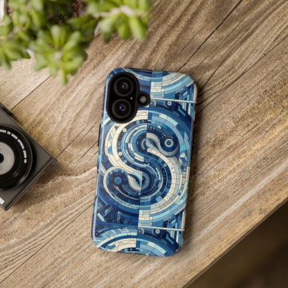 Blue Alphabet S Phone Case for Samsung and iPhone Shockproof Protective Cover with 3D Wrap Design and Vibrant Print