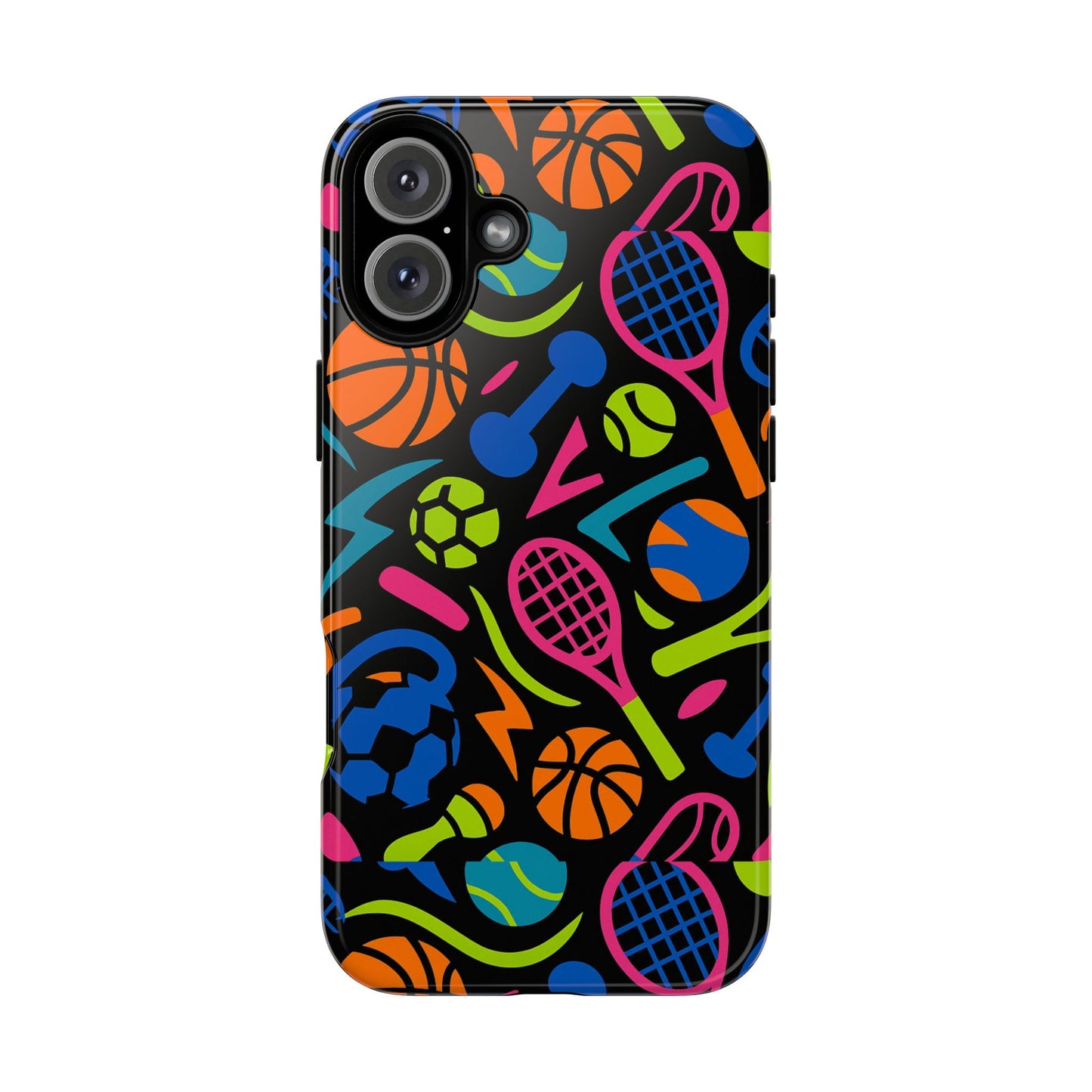 vibrant 3d sport-themed protective phone case in multicolour design for active lifestyle compatible with iphone 13, 14, 15 & 16 – all models including pro, pro max & plus