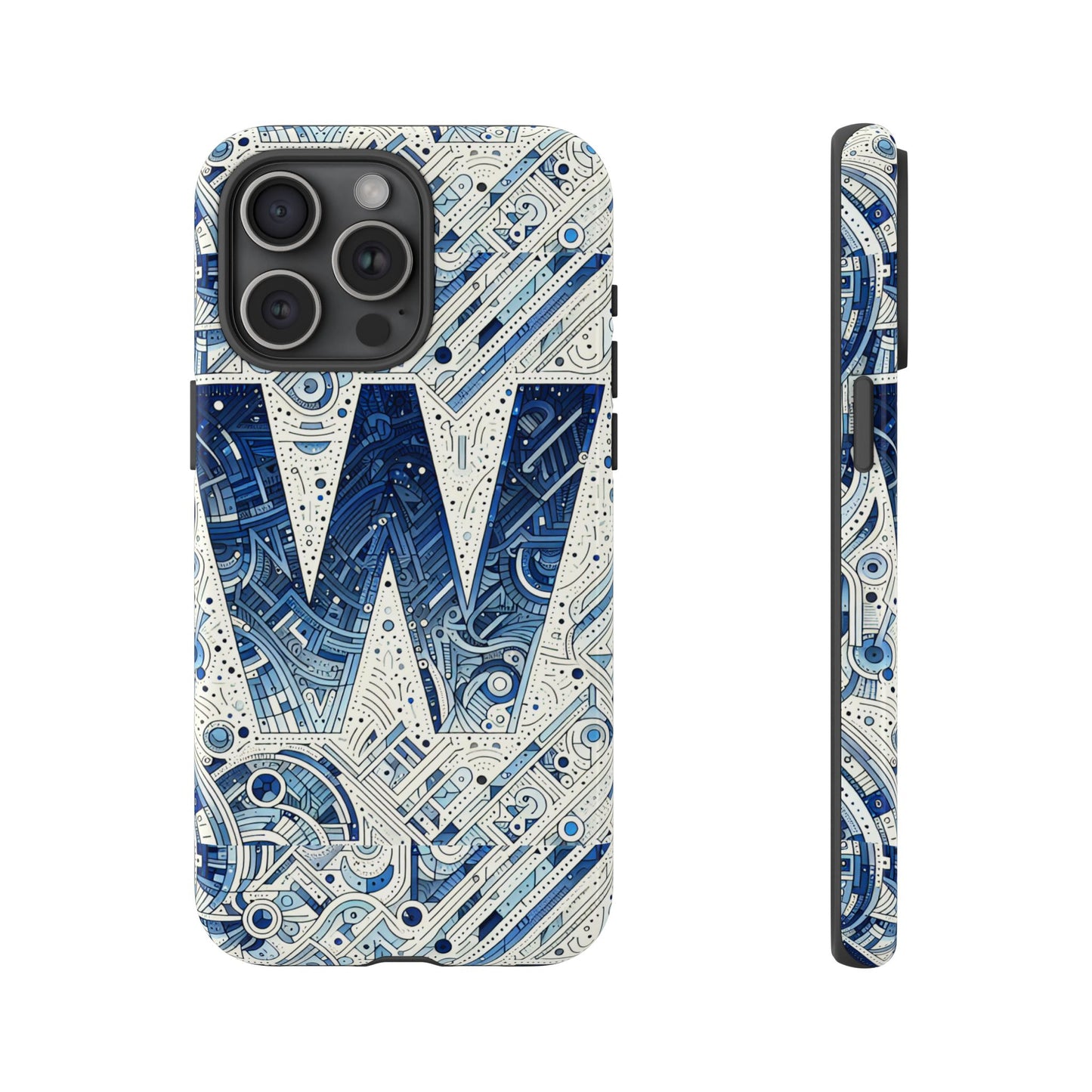blue alphabet w phone case for smartphones - vibrant 3d wrap design with shock absorption and uv protection, suitable for fans of anime, comics, and unique accessories
