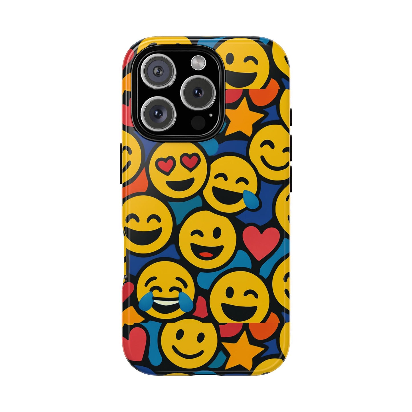 multicolour emoji protective phone case with 3d wrap design fun accessory for unisex compatible with iphone 13, 14, 15 & 16 – all models including pro, pro max & plus