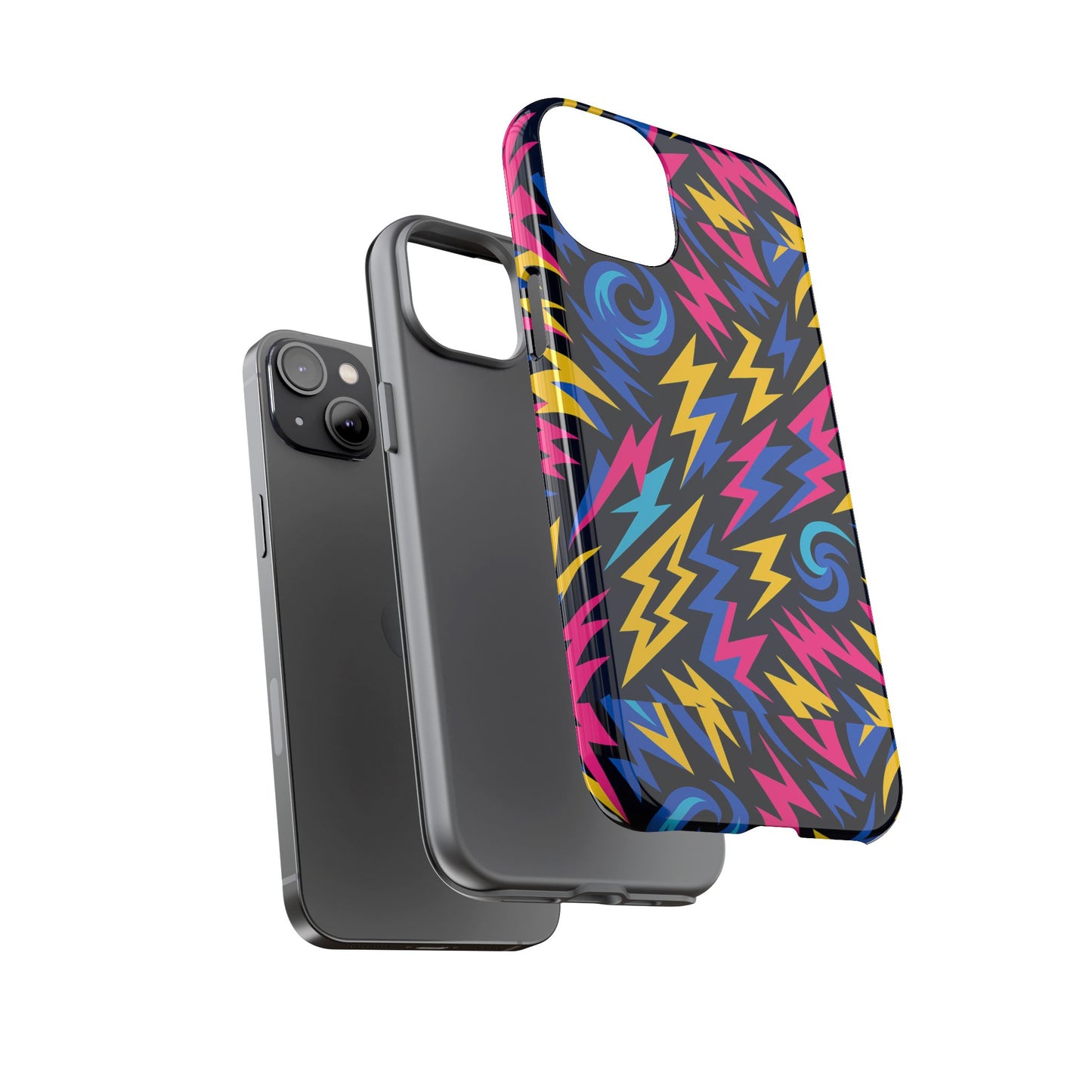 vibrant lightning bolt protective phone case with 3d wrap design for trendy aesthetic accessories compatible with iphone 13, 14, 15 & 16 – all models including pro, pro max & plus