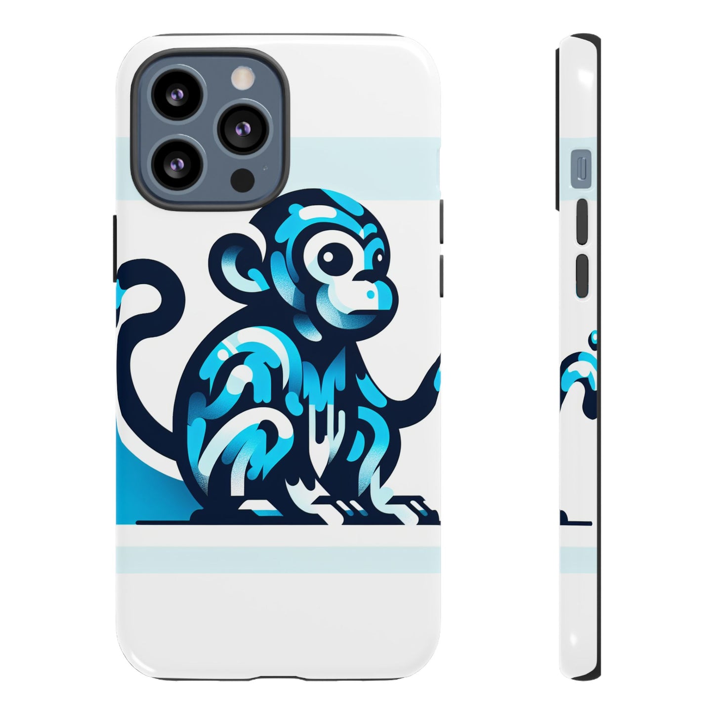 vibrant 3d monkey-inspired phone case for stylish protection in blue – unisex design compatible with iphone 13, 14, 15 & 16 – all models including pro, pro max & plus