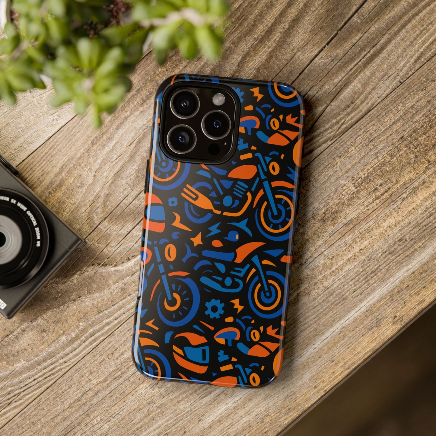 vibrant motorcycle phone case in multicolour design for stylish protection compatible with iphone 13, 14, 15 & 16 – all models including pro, pro max & plus