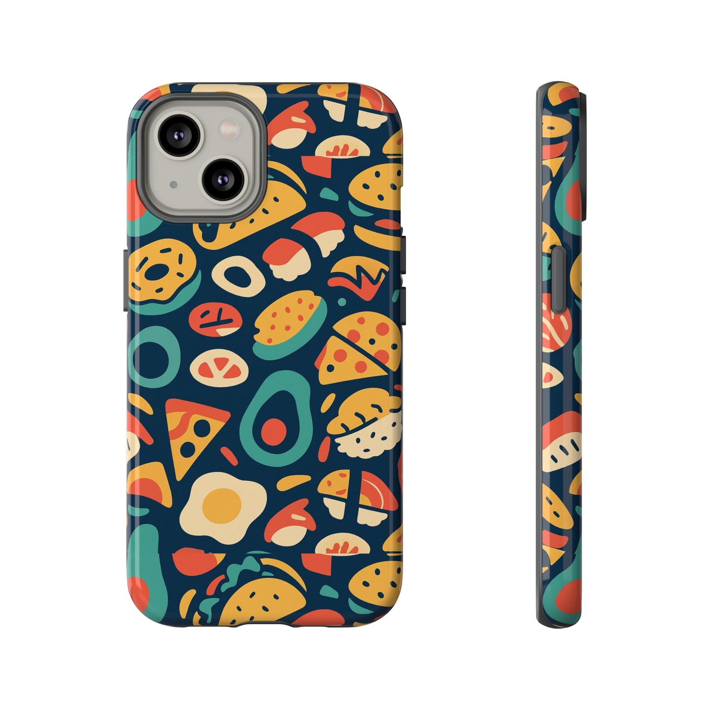 vibrant food-themed protective phone case with 3d design for stylish protection compatible with iphone 13, 14, 15 & 16 – all models including pro, pro max & plus