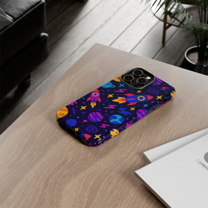 Vibrant 3D Wrap Protective Phone Case with Playful Space Theme for Stylish Self-Expression Compatible with iPhone 13, 14, 15 & 16 – all models including Pro, Pro Max & Plus
