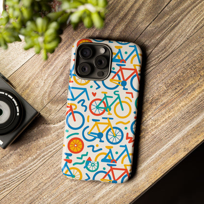 Vibrant 3D Bicycle Print Protective Phone Case – Colourful Unisex Accessory for Style and Fun – Compatible with iPhone 13, 14, 15 & 16 – All Models Including Pro, Pro Max & Plus