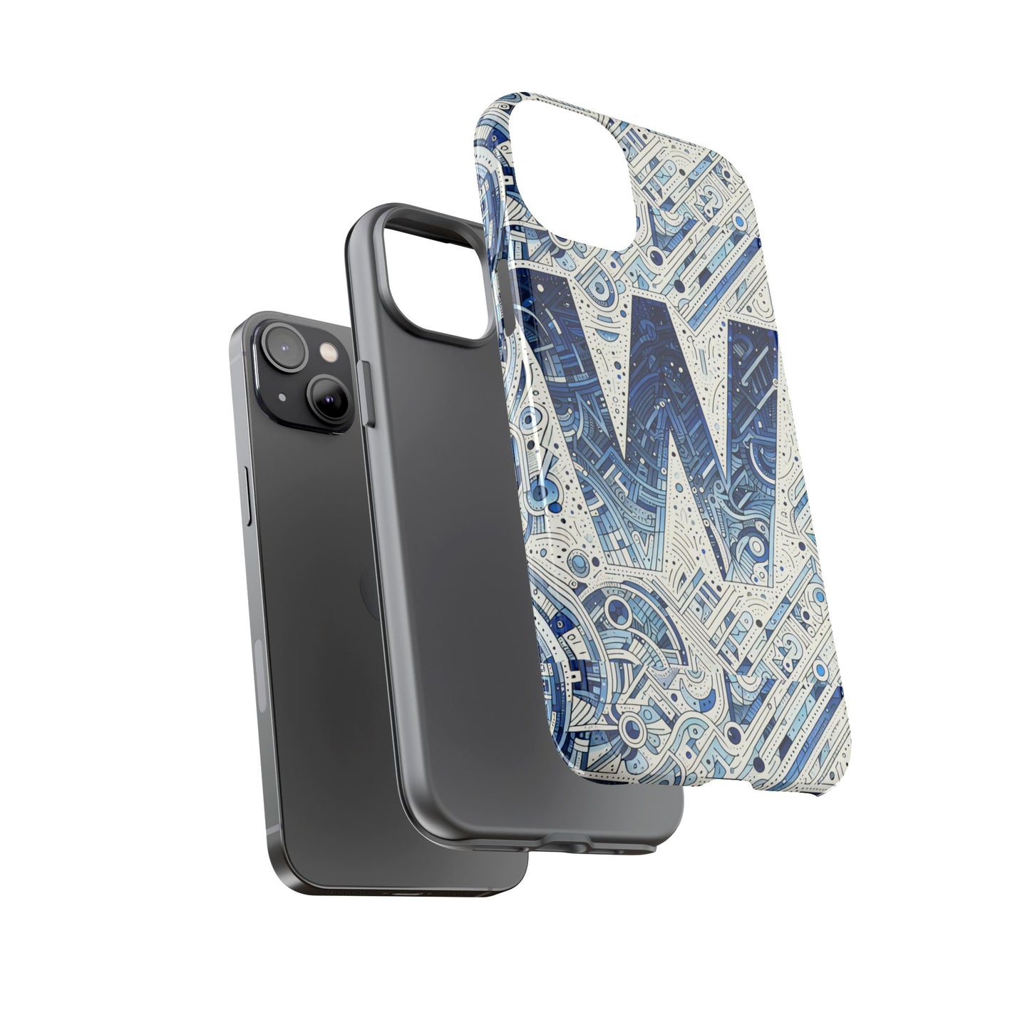 blue alphabet w phone case for smartphones - vibrant 3d wrap design with shock absorption and uv protection, suitable for fans of anime, comics, and unique accessories
