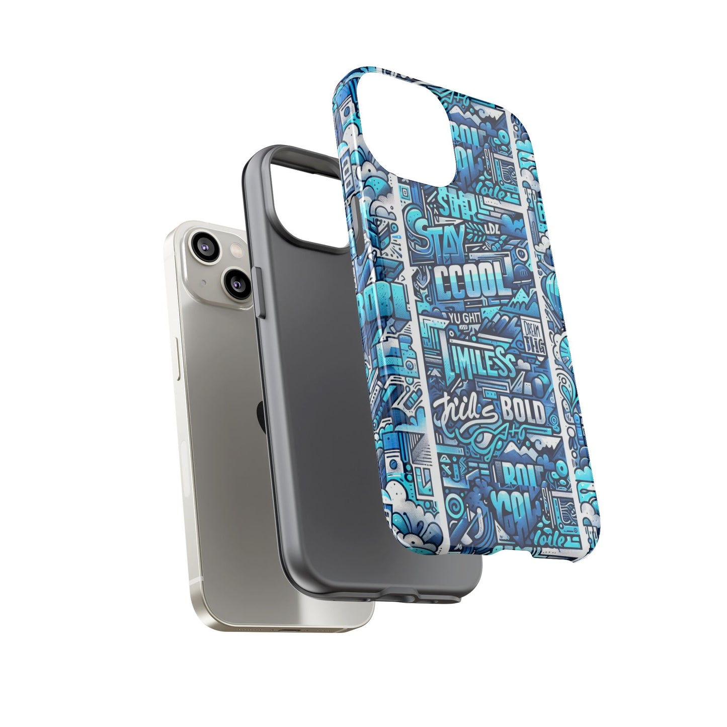 vibrant artistic 3d wrap phone case in blue for trendsetters – stylish protection compatible with iphone 13, 14, 15 & 16 – all models including pro, pro max & plus
