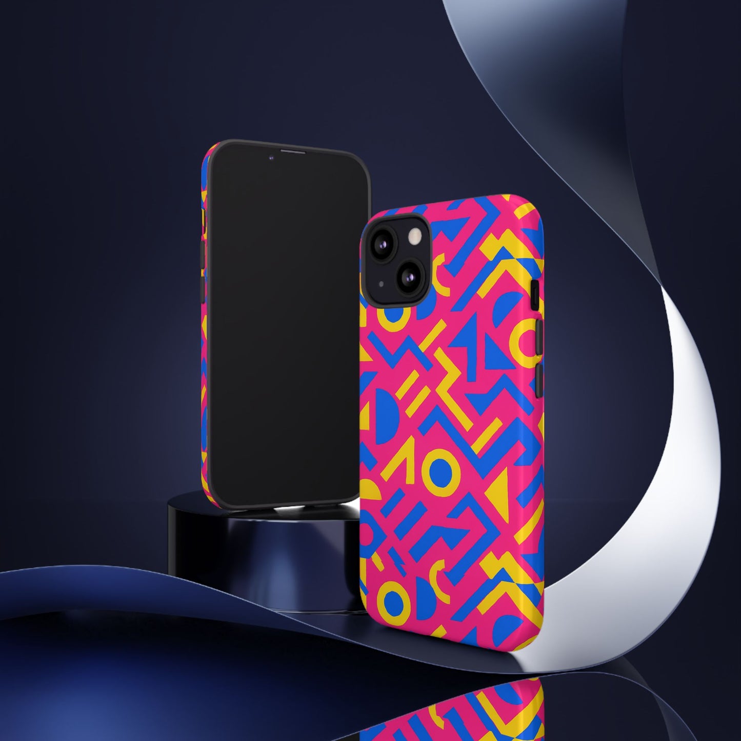 vibrant geometric 3d wrap protective phone case with multicolour design for unique style compatible with iphone 13, 14, 15 & 16 – all models including pro, pro max & plus