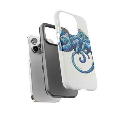 Vibrant 3D Wrap Protective Phone Case with Blue Chameleon Design, Creative Accessory for Unique Style, Compatible with iPhone 13, 14, 15 & 16 – all models including Pro, Pro Max & Plus