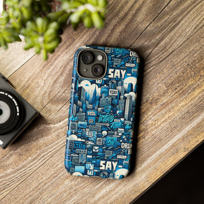Protective Phone Case with 3D Urban Design in Blue for Stylish Protection – Trendy Accessory Compatible with iPhone 13, 14, 15 & 16 – All Models Including Pro, Pro Max & Plus