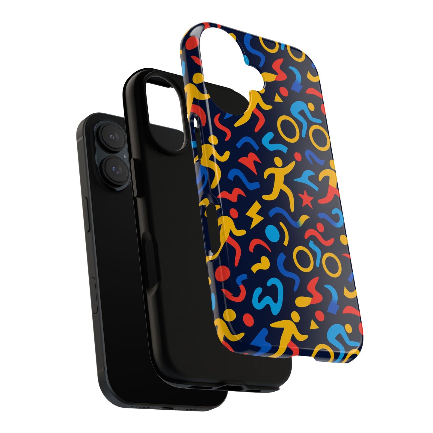 vibrant abstract 3d wrap protective phone case in multicolour design for unisex fashion accessory compatible with iphone 13, 14, 15 & 16 – all models including pro, pro max & plus
