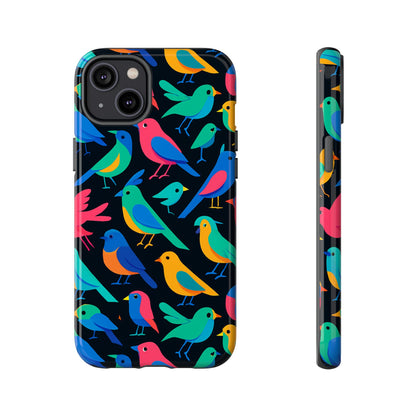 Vibrant Multicolour 3D Bird Print Protective Phone Case for Smart Devices – Unique Accessory for Trendsetters Compatible with iPhone 13, 14, 15 & 16 – All Models Including Pro, Pro Max & Plus