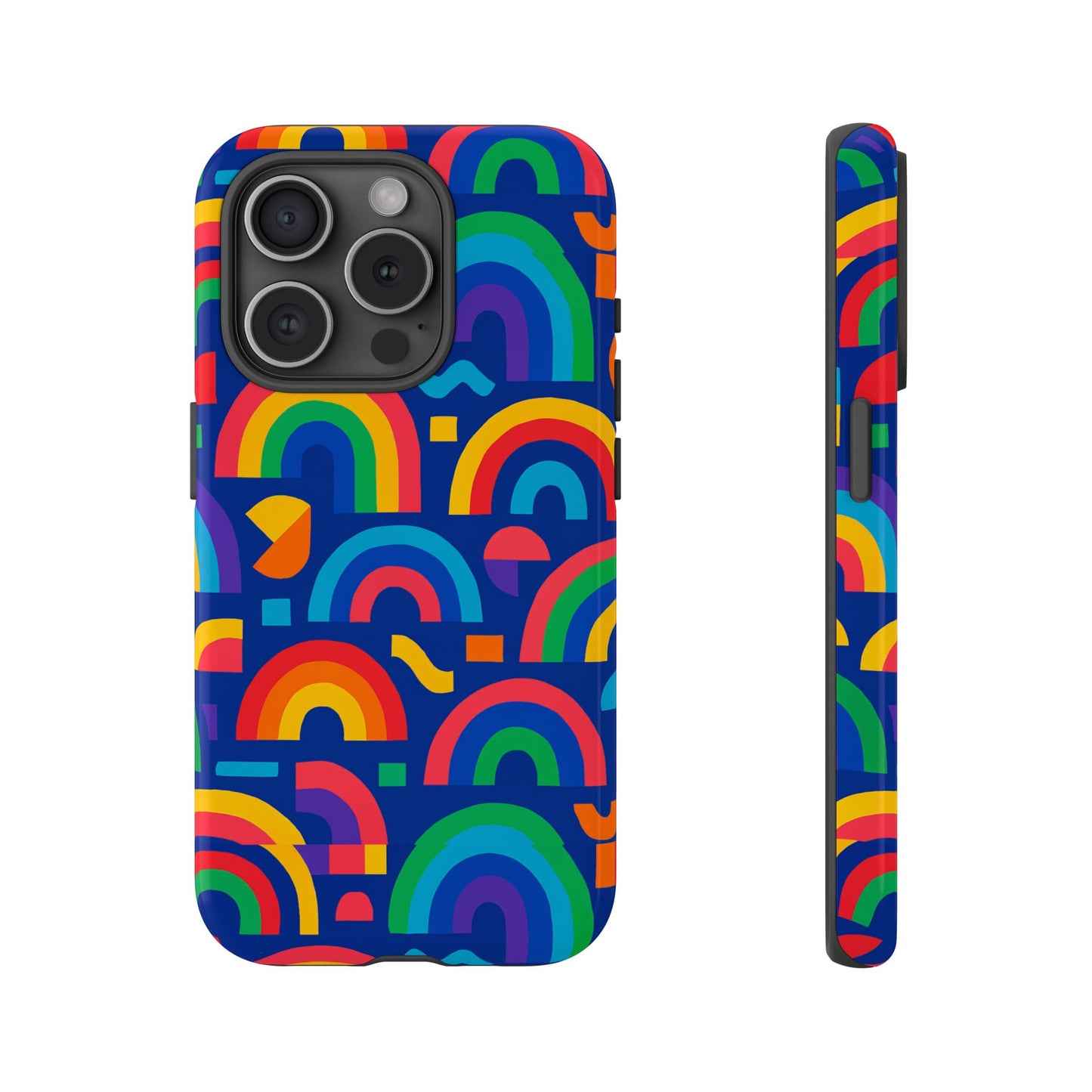 vibrant rainbow geometric 3d wrap protective phone case for stylish accessories compatible with iphone 13, 14, 15 & 16 – all models including pro, pro max & plus