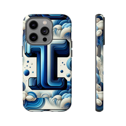 Blue Alphabet T Phone Case with 3D Wrap Design for Kids and Teens Shockproof TPU Cover with Vivid Colours and Anime-Inspired Graphics