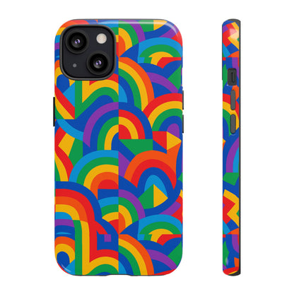Multicolour Rainbow Protective Phone Case with 3D Design for Stylish Protection Compatible with iPhone 13, 14, 15 & 16 – All Models Including Pro, Pro Max & Plus