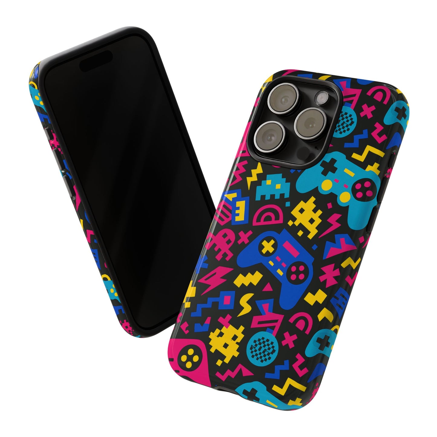 vibrant retro gaming phone case with 3d design for stylish protection compatible with iphone 13, 14, 15 & 16 – all models including pro, pro max & plus