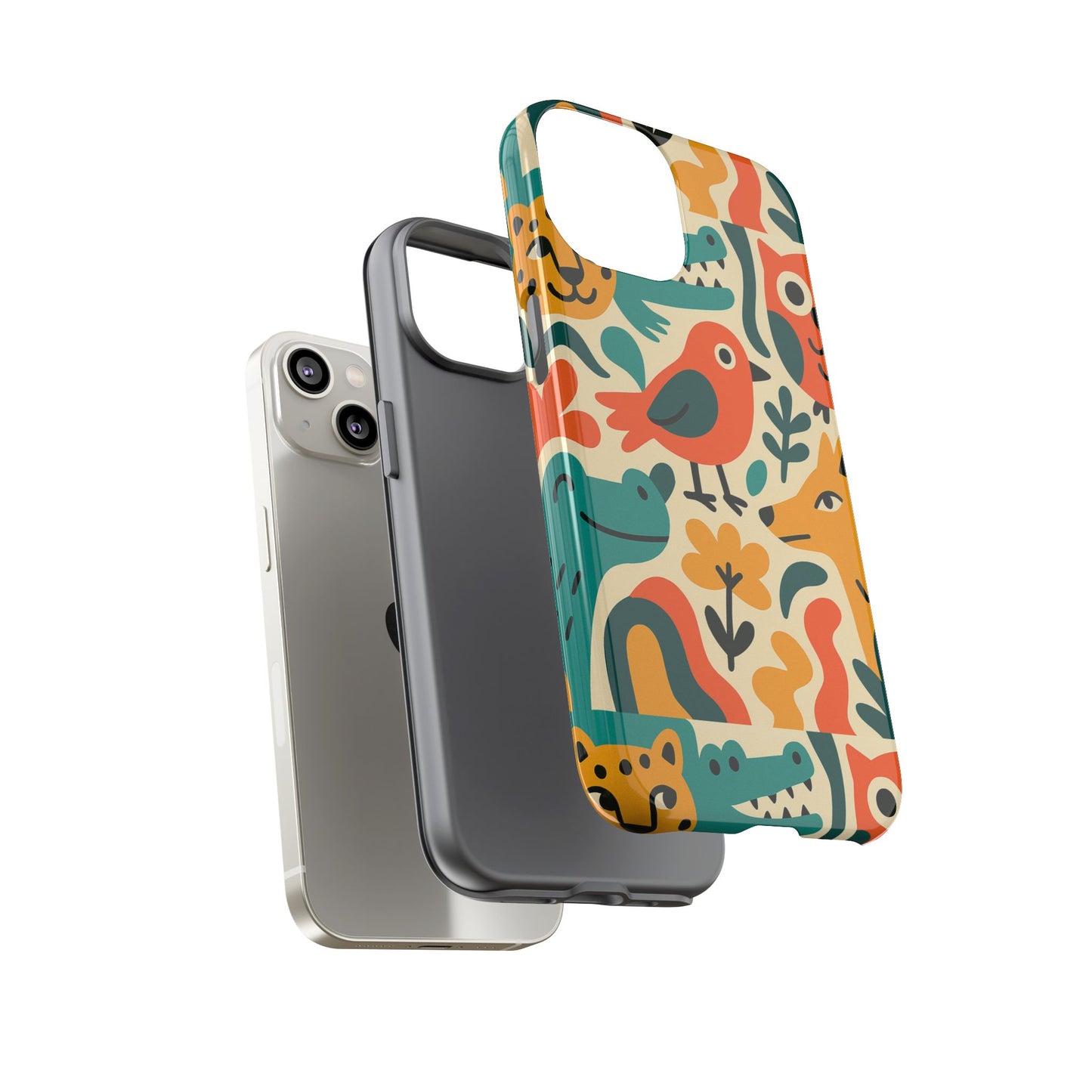 vibrant animal print protective phone case with 3d wrap design for unique style and expression compatible with iphone 13, 14, 15 & 16 – all models including pro, pro max & plus