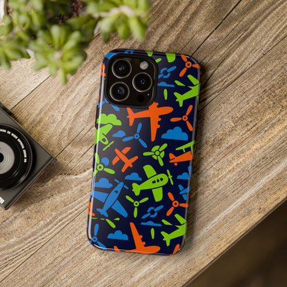 Vibrant Airplane Pattern Protective Phone Case for Colourful Accessory Durable Design Compatible with iPhone 13, 14, 15 & 16 – all models including Pro, Pro Max & Plus