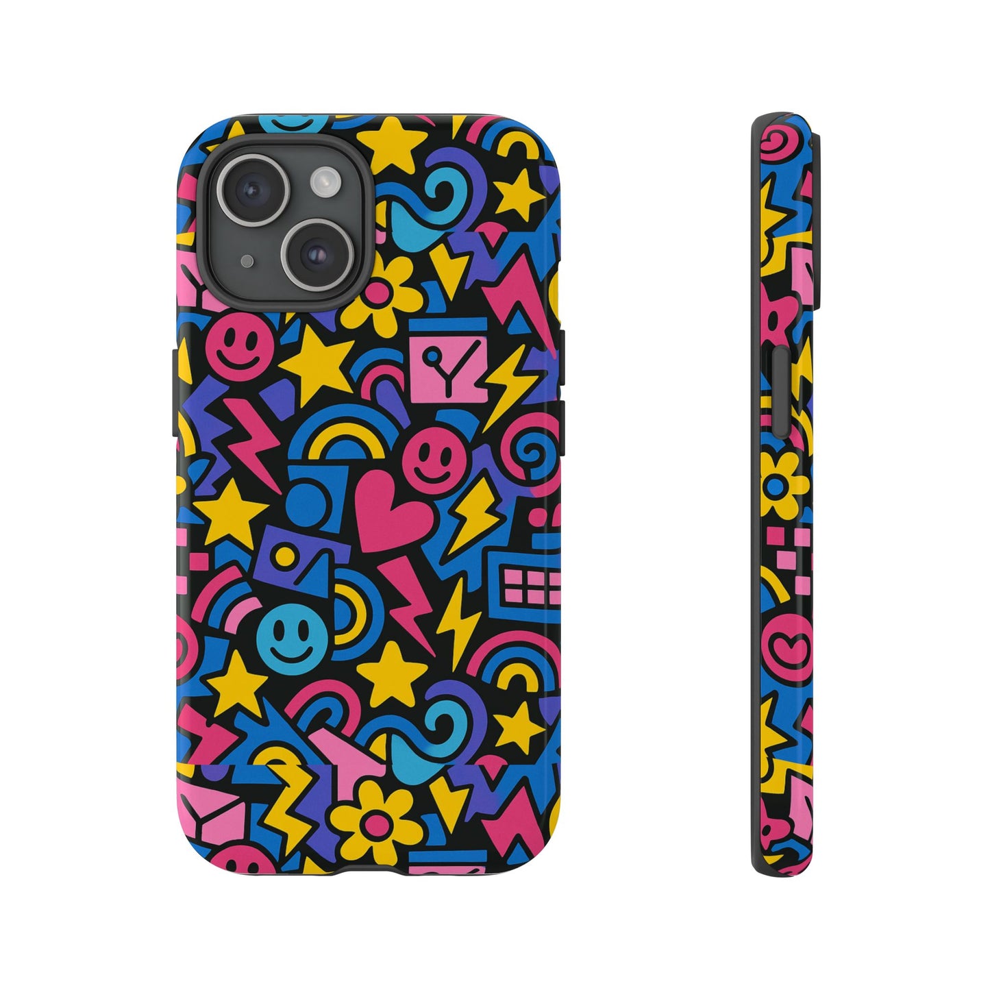 vibrant multicolour cartoon protective phone case – playful 3d design for stylish protection – compatible with iphone 13, 14, 15 & 16 – all models including pro, pro max & plus