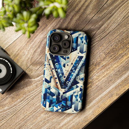 Blue Alphabet V Phone Case for Samsung and iPhone Shockproof Protective Cover with 3D Wrap Design and UV Resistance