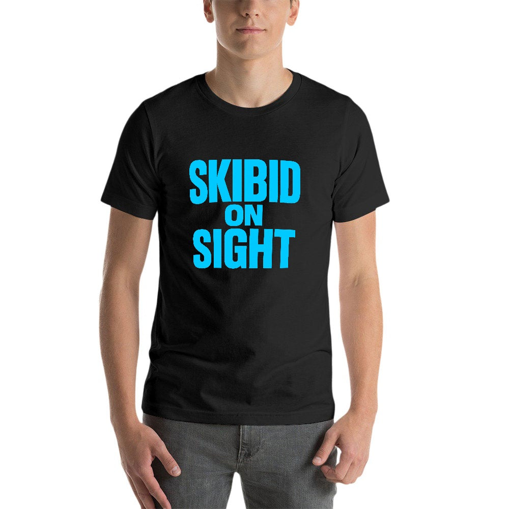 2025 150g men's short sleeve t-shirt skibid on sight casual cotton tee