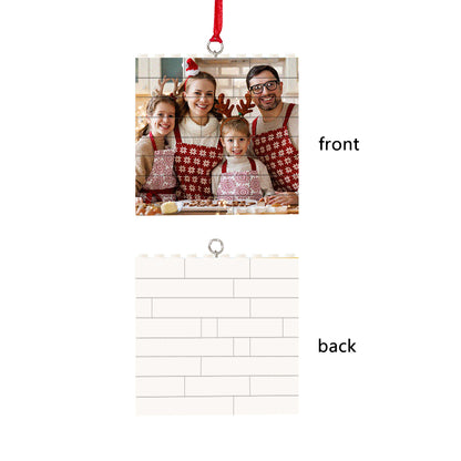 Personalized Building Brick Puzzle Photo Block Christmas Ornament - Unique Square Design, Durable and Waterproof, Ideal for Holiday Decorations