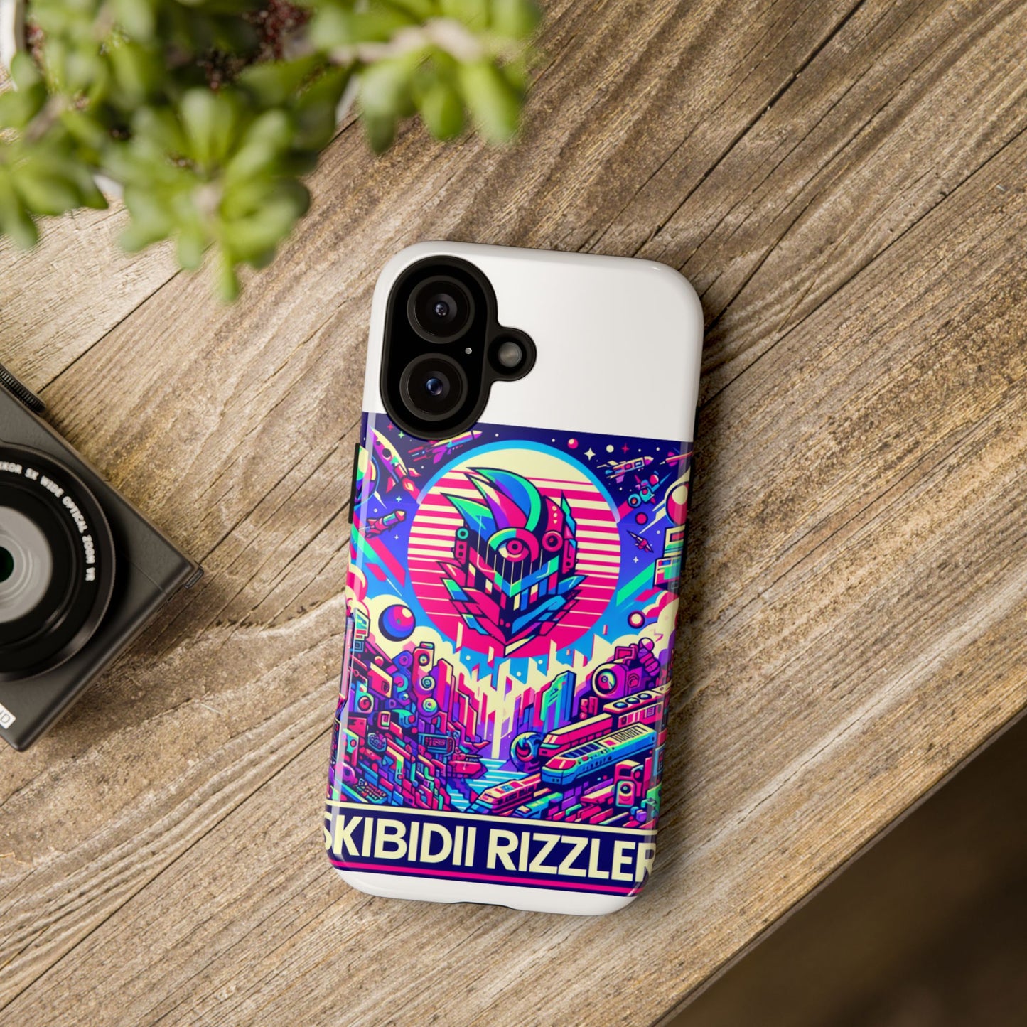 skibidi rizzler protective phone case with 3d wrap design, shock absorbing tpu silicone, uv protected, ideal gift for anime and comic culture fans