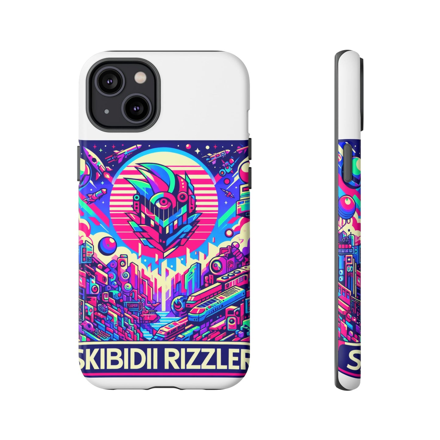 skibidi rizzler protective phone case with 3d wrap design, shock absorbing tpu silicone, uv protected, ideal gift for anime and comic culture fans