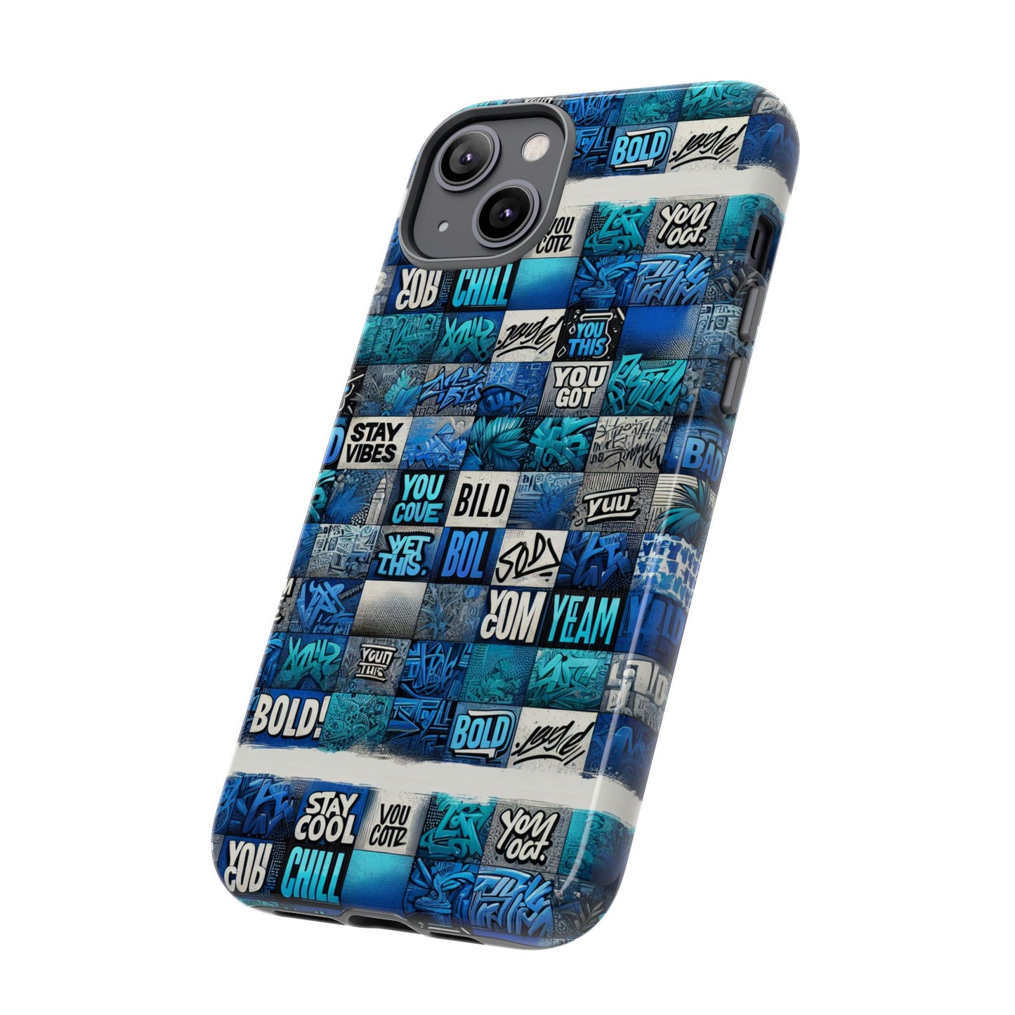 vibrant 3d graphic protective phone case with blue design – playful accessory for stylish protection compatible with iphone 13, 14, 15 & 16 – all models including pro, pro max & plus