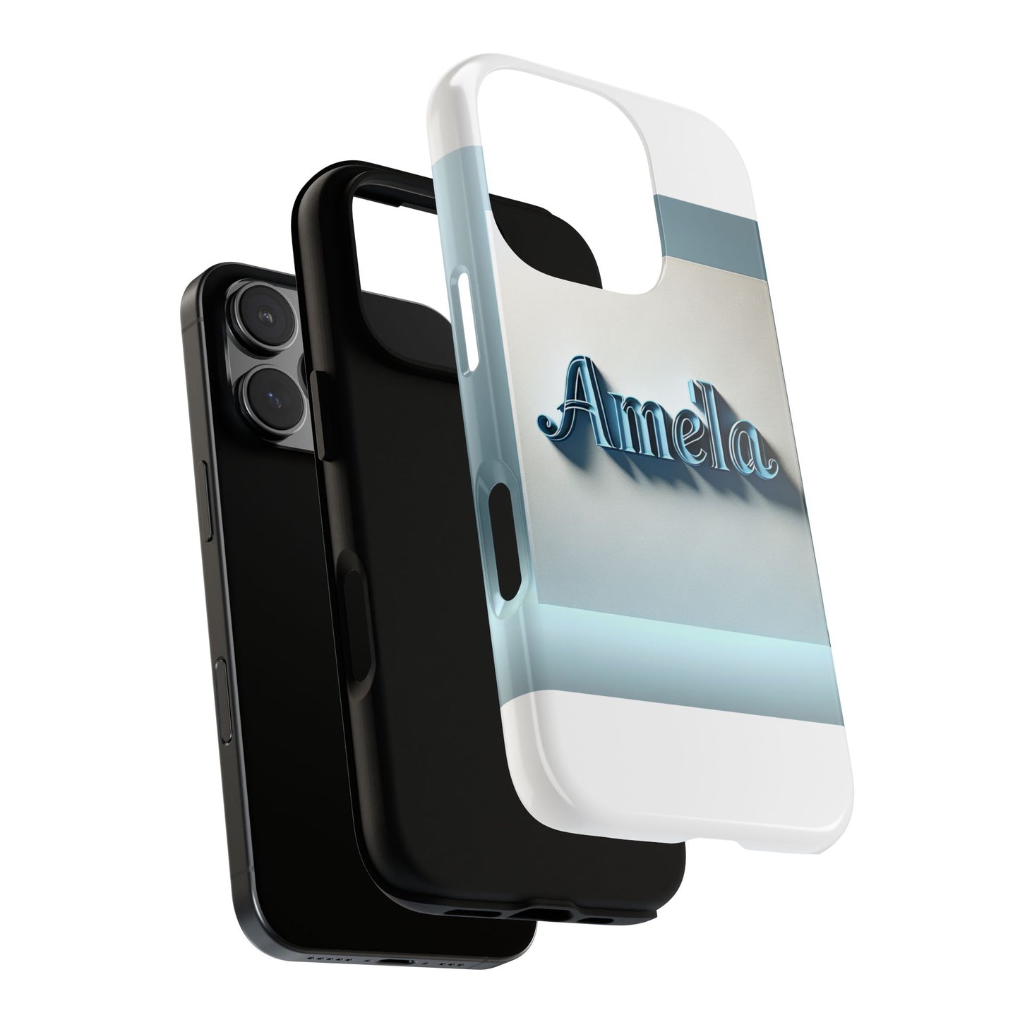 sleek 3d glossy phone case in blue with elegant name design fashion accessory for personal expression compatible with iphone 13, 14, 15 & 16 – all models including pro, pro max & plus