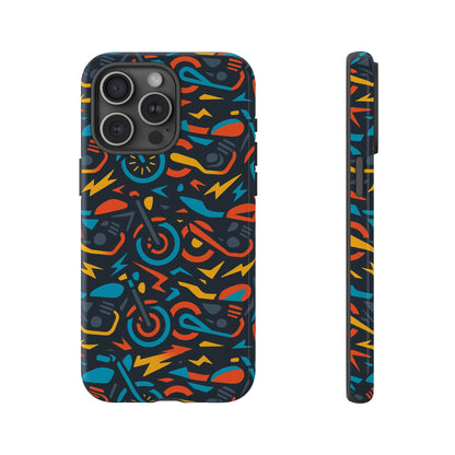 Multicolour 3D Wrap Phone Case with Fun Motorcycle Design, Stylish Protective Accessory for Men and Women, Compatible with iPhone 13, 14, 15 & 16 – all models including Pro, Pro Max & Plus