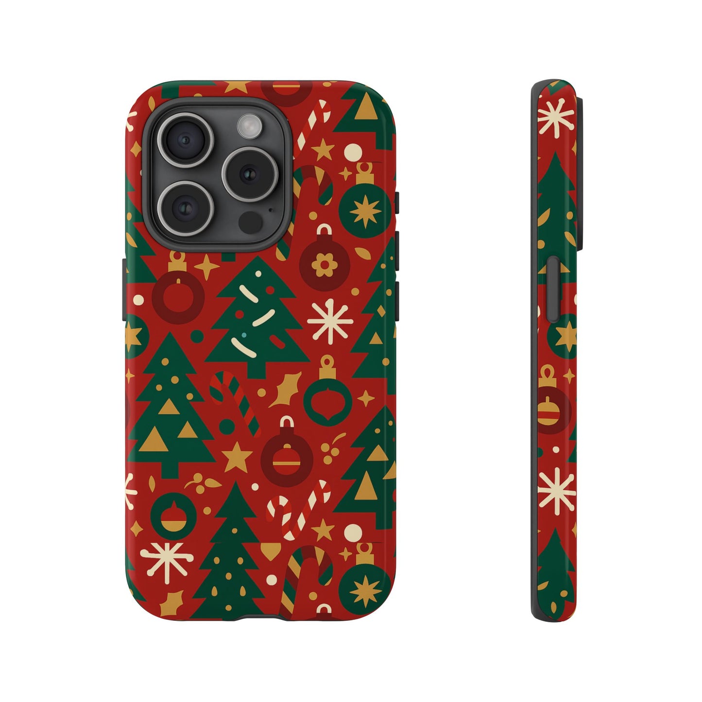 festive red christmas phone case with 3d wrap design – vibrant protection for iphone 13, 14, 15 & 16 – all models including pro, pro max & plus