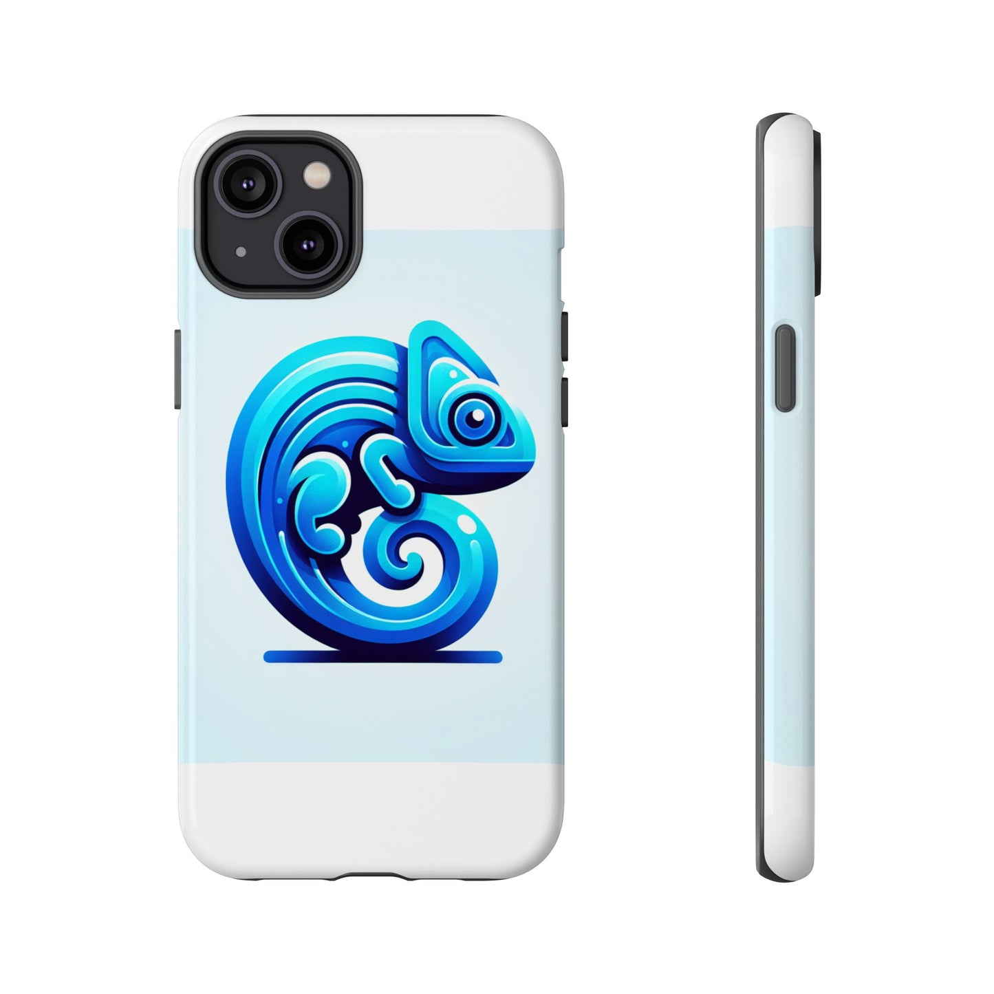 vibrant 3d chameleon phone case in blue retro design for stylish protection – compatible with iphone 13, 14, 15 & 16 – all models including pro, pro max & plus
