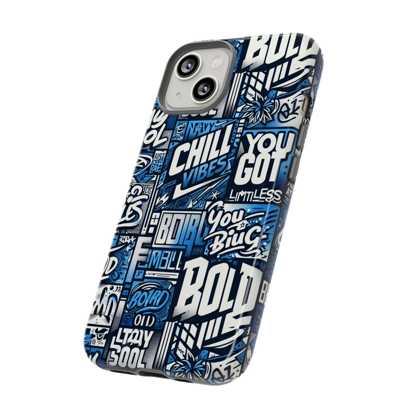 vibrant 3d typography phone case in blue – stylish protection for trendy individuals – compatible with iphone 13, 14, 15 & 16 – all models including pro, pro max & plus