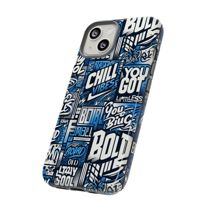 Vibrant 3D Typography Phone Case in Blue – Stylish Protection for Trendy Individuals – Compatible with iPhone 13, 14, 15 & 16 – all models including Pro, Pro Max & Plus