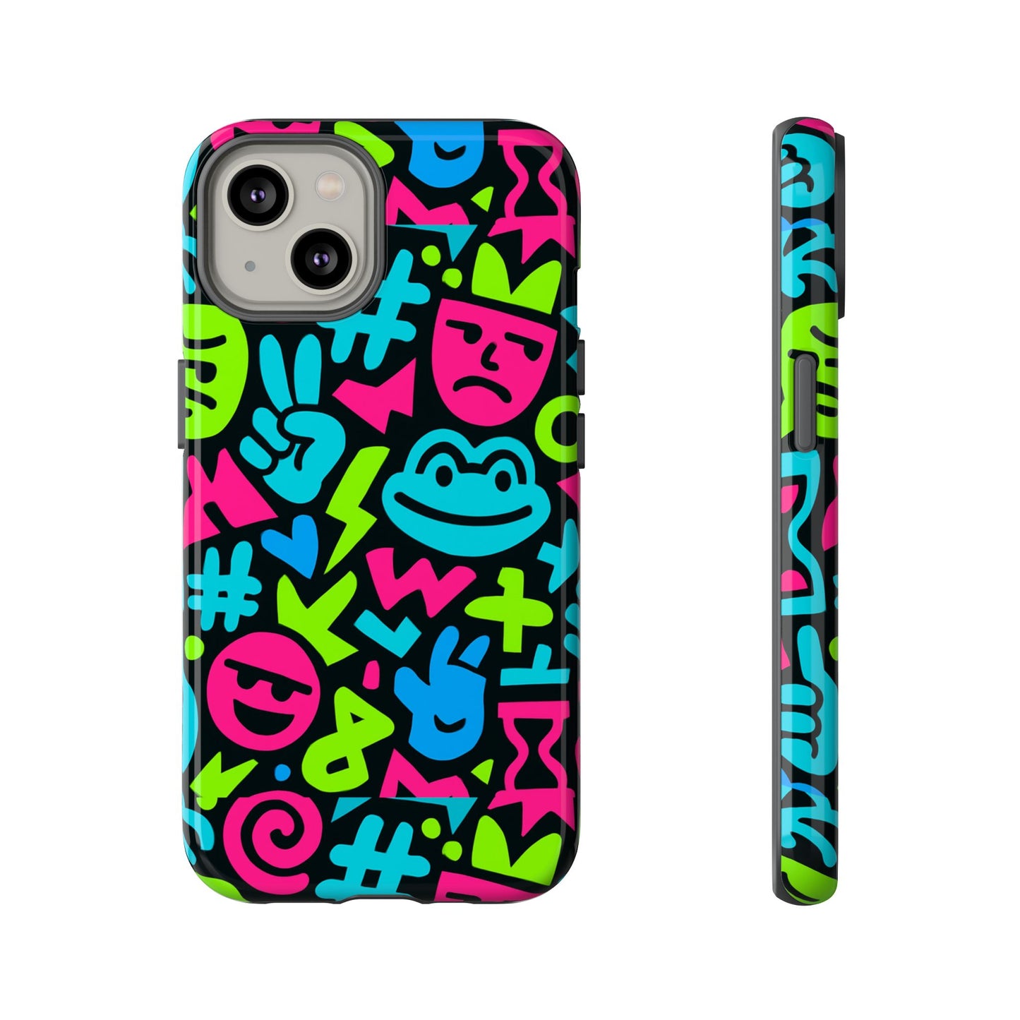 vibrant emoji pattern protective phone case colourful 3d design stylish protection for unisex smartphones compatible with iphone 13, 14, 15 & 16 – all models including pro, pro max & plus