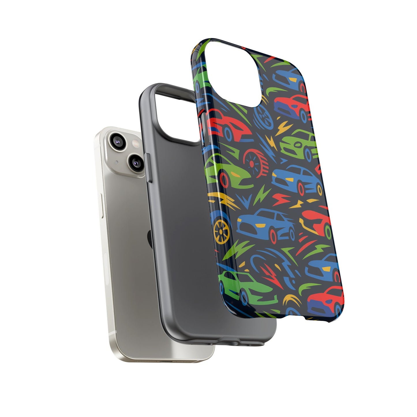 vibrant 3d car design protective phone case – fun retro style for kids and adults – stylish protection – compatible with iphone 13, 14, 15 & 16 – all models including pro, pro max & plus