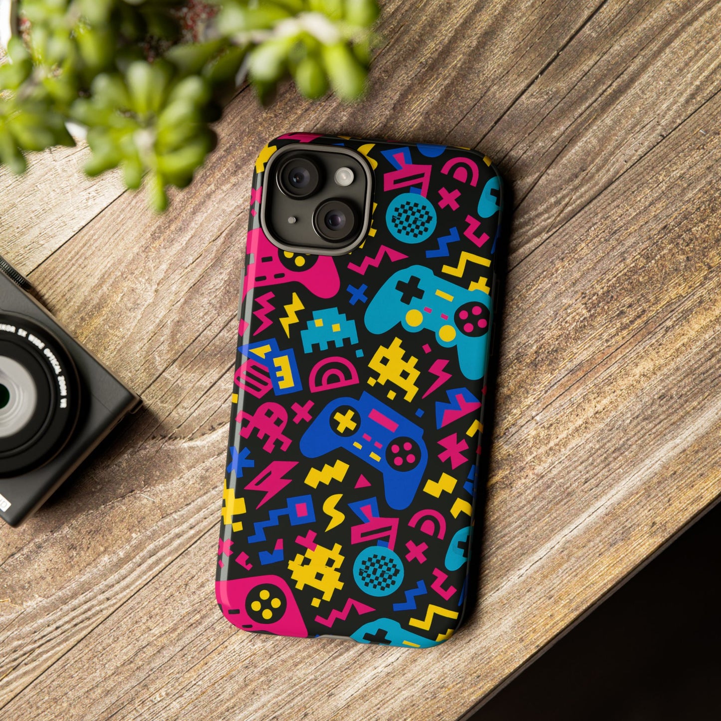 vibrant retro gaming phone case with 3d design for stylish protection compatible with iphone 13, 14, 15 & 16 – all models including pro, pro max & plus