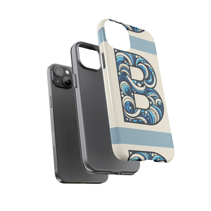 Blue Alphabet Letter B Phone Case with 3D Wrap and Shock Protection for Kids and Teens Durable TPU Cover with Vibrant Design