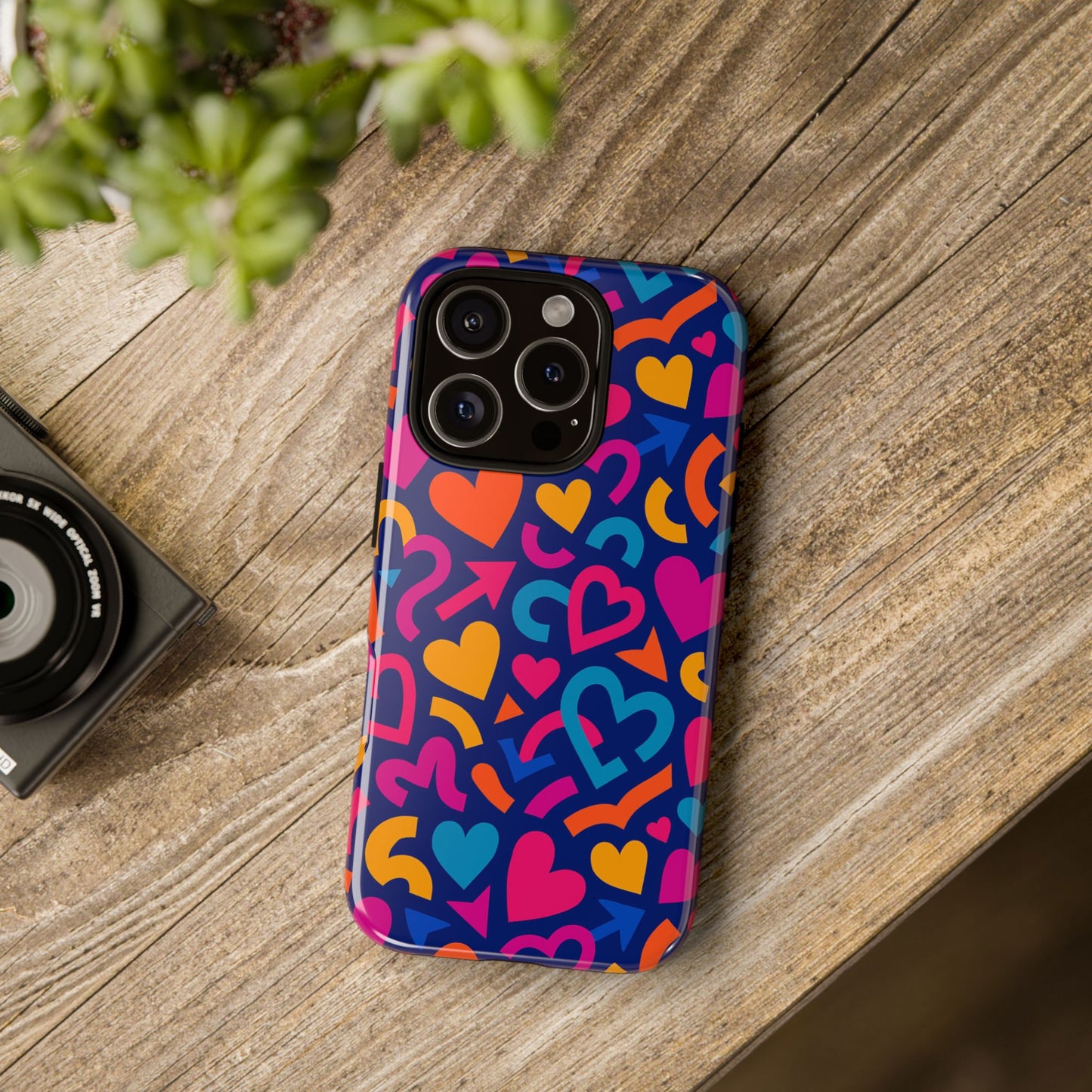 vibrant multicolour heart pattern protective phone case with 3d wrap design for stylish smartphone accessories compatible with iphone 13, 14, 15 & 16 – all models including pro, pro max & plus