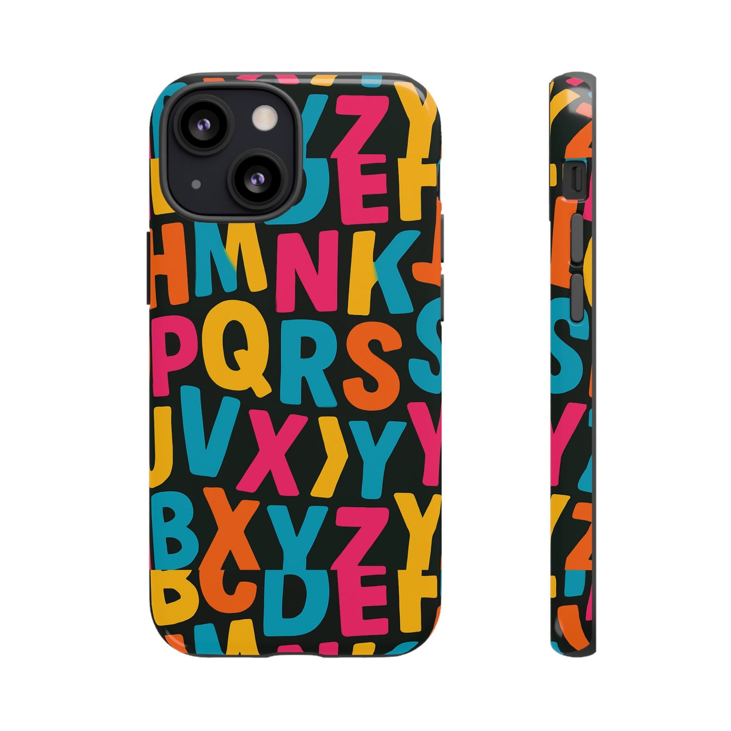 multicolour 3d alphabet wrap protective phone case for unique style and vibrant protection compatible with iphone 13, 14, 15 & 16 – all models including pro, pro max & plus