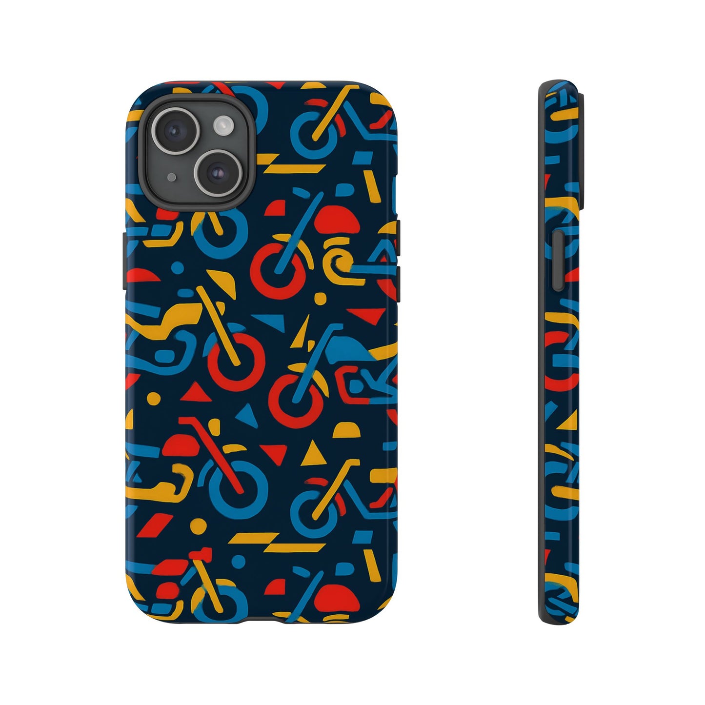 multicolour motorcycle phone case – vibrant art design for stylish protection – compatible with iphone 13, 14, 15 & 16 – all models including pro, pro max & plus